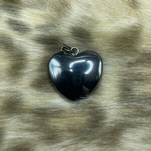 Elegant Hematite Black Heart Pendant